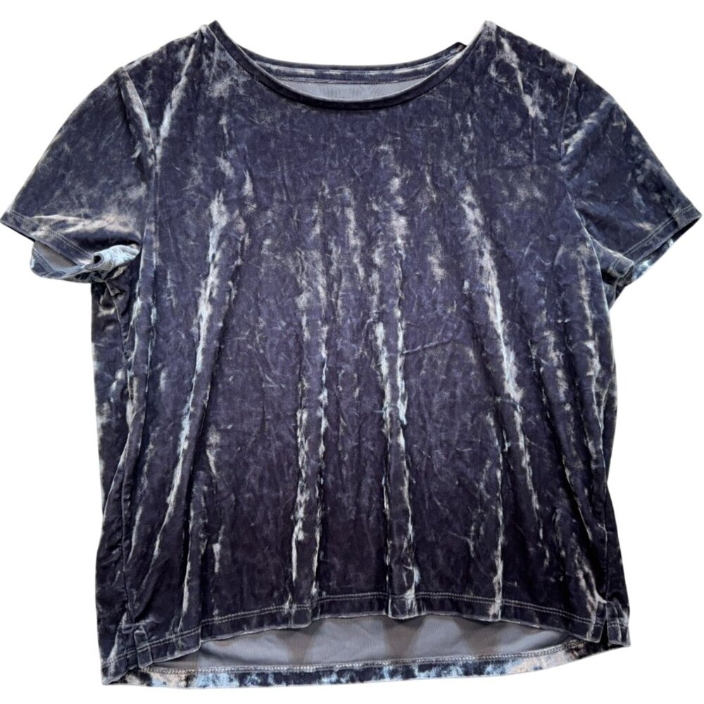 Aeropostale Womens Crushed Velvet T-Shirt Top Short Sleeve Size M Purple Stretch